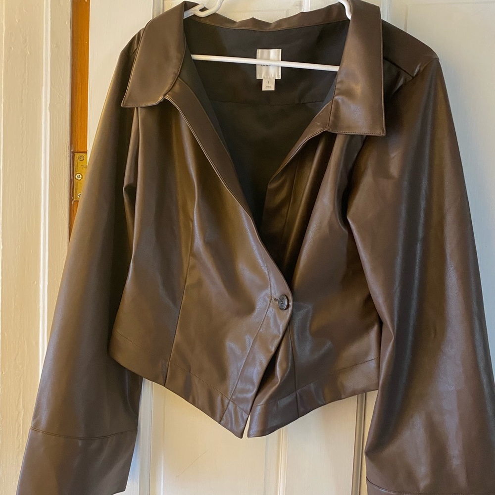 Anthropologie leather shirt jacket sz small